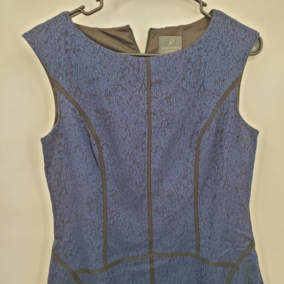 Adrianna Papell Contoured Sheath Dress Sleeveless Textured Mini 6 Womens Blue - Picture 3 of 11